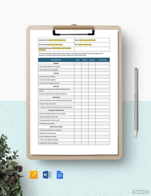 Server Maintenance Checklist Template Server Maintenance Checklist Template