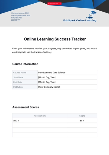 Free Online Learning Success Tracker Template to Edit Online