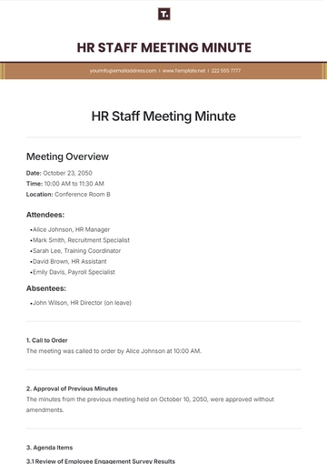 Free HR Staff Meeting Minute Template to Edit Online