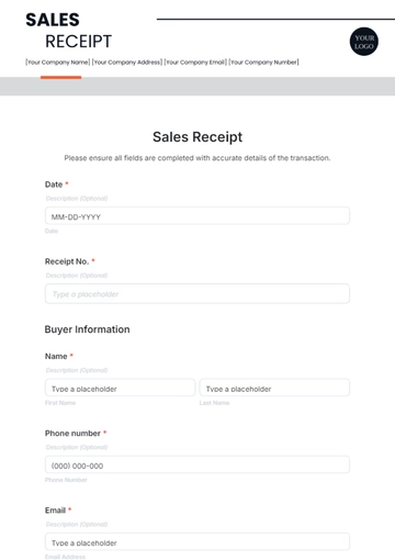 Free Sales Receipt Template to Edit Online