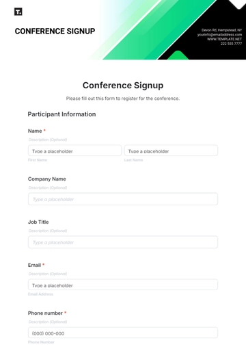 Free Conference Signup Template to Edit Online