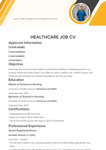 Free Healthcare Job CV Template to Edit Online