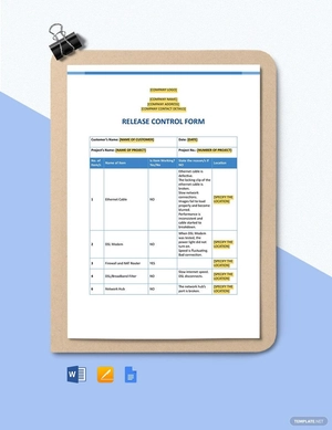 Release Control Form Template