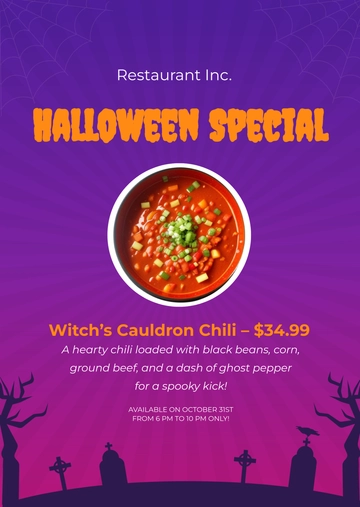 Free Halloween Menu Template to Edit Online