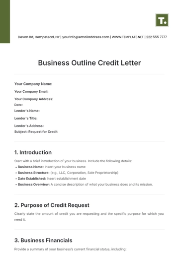 Free Business Outline Credit Letter Template to Edit Online