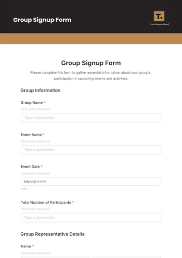 Free Group Signup Form Template to Edit Online