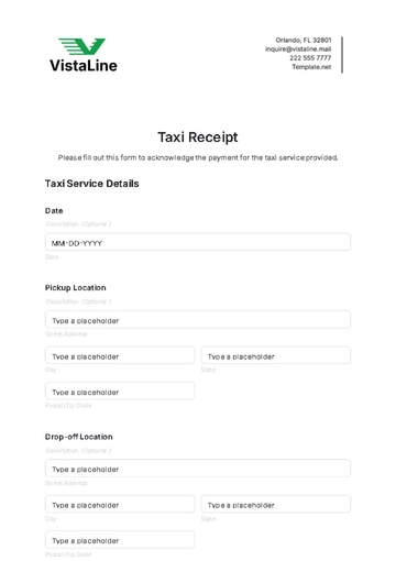 Free Taxi Receipt Form Template to Edit Online