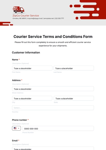 Free Courier Service Terms and Conditions Form Template to Edit Online