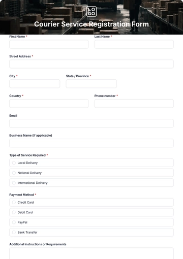 Free Courier Service Registration Form Template & AI Maker