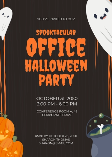 Free Halloween Office Party Invitation Template to Edit Online