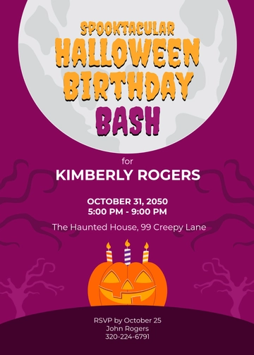 Free Halloween Birthday Invitation Template to Edit Online