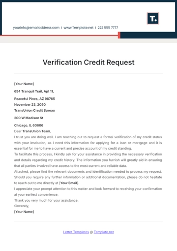 Free Verification Credit Request Template to Edit Online