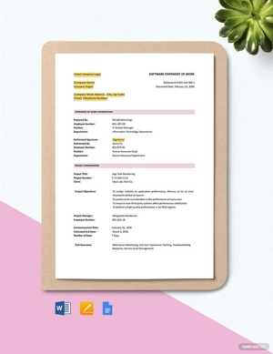 Software Statement of Work Template