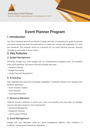 Free Event Planner Program Template to Edit Online