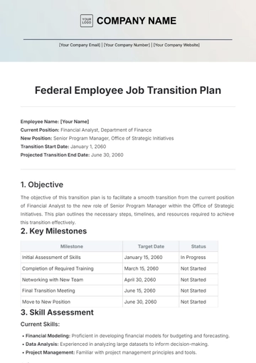 Free Federal Employee Job Transition Plan Template to Edit Online