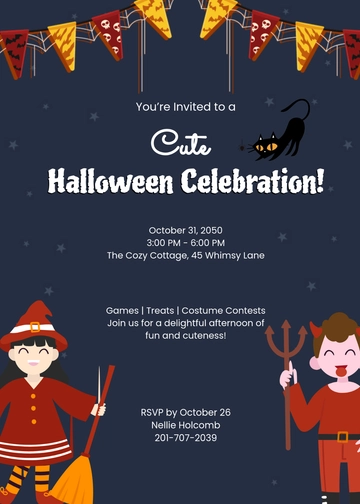 Free Cute Halloween Invitation Template to Edit Online