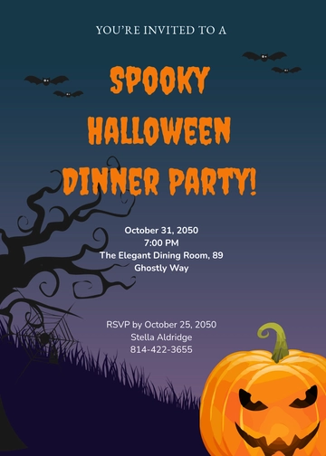 Free Halloween Dinner Party Invitation Template to Edit Online