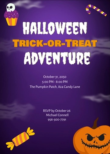 Free Halloween Trick-or-Treat Invitation Template to Edit Online