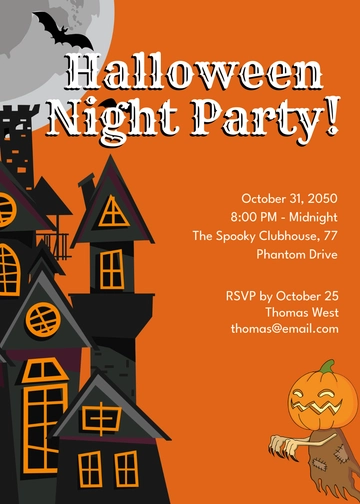 Free Halloween Night Party Invitation Template to Edit Online