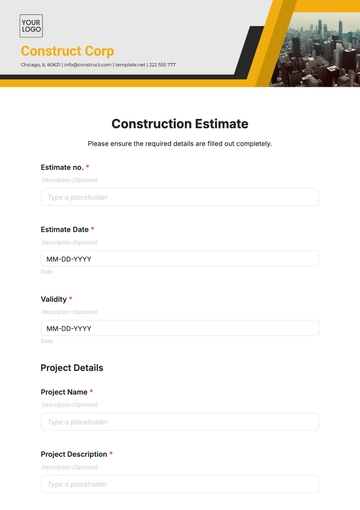 Free Construction Estimate Template to Edit Online | Template.net