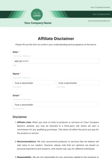 Free Affiliate Disclaimer Template to Edit Online