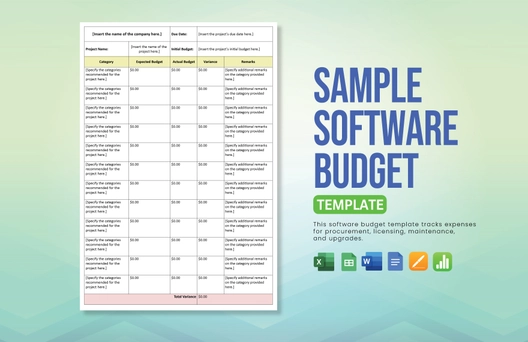 Sample Software Budget Template