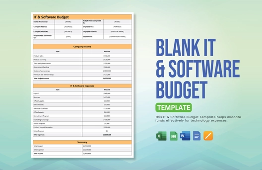 Blank IT & Software Budget Template