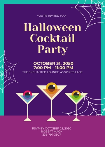 Free Halloween Cocktail Party Invitation Template to Edit Online