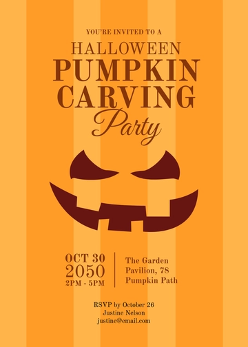 Free Halloween Pumpkin Carving Invitation Template to Edit Online