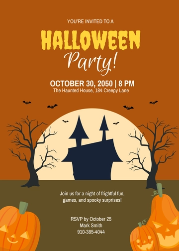 Free Halloween Party Invitation Card Template to Edit Online