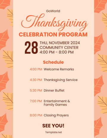 Free Thanksgiving Program Template to Edit Online