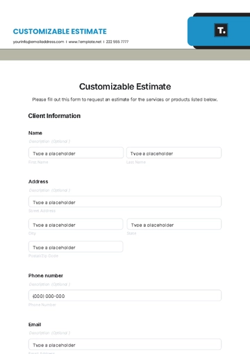 Free Customizable Estimate Template to Edit Online