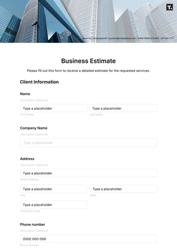 Free Business Estimate Template to Edit Online