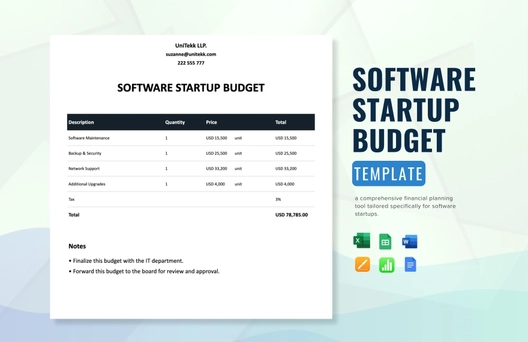 Software Startup Budget Template