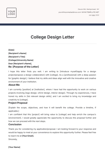 Free College Design Letter Template to Edit Online