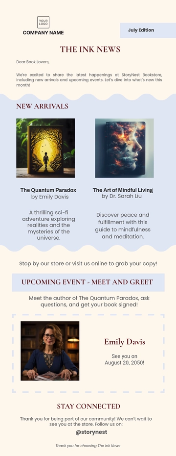 Free Bookstore Newsletter Template to Edit Online