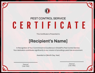 Free Pest Control Service Certificate Template to Edit Online