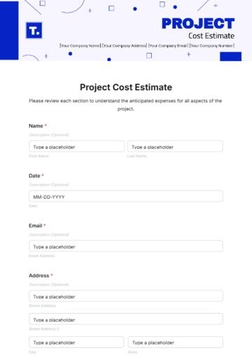 Free Project Cost Estimate Template to Edit Online