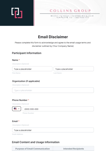 Free Email Disclaimer Template to Edit Online