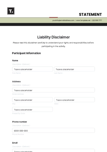 Free Liability Disclaimer Template to Edit Online