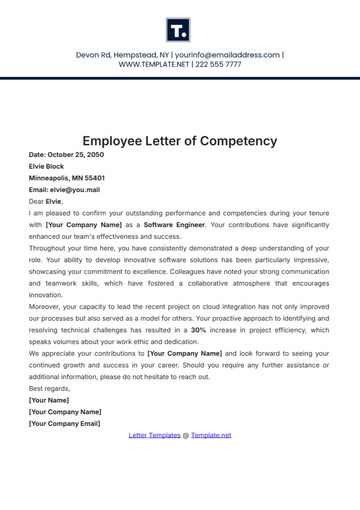 Free Employee Letter of Competency Template to Edit Online