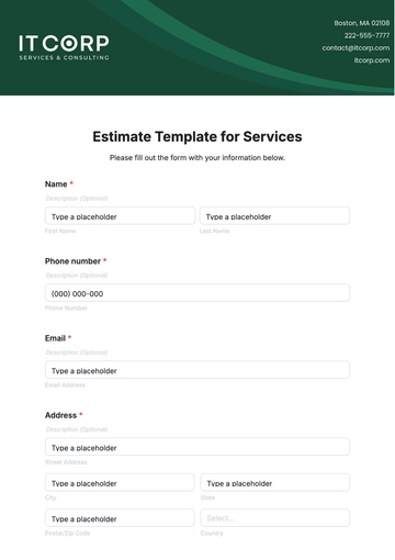Free Estimate Template for Services to Edit Online