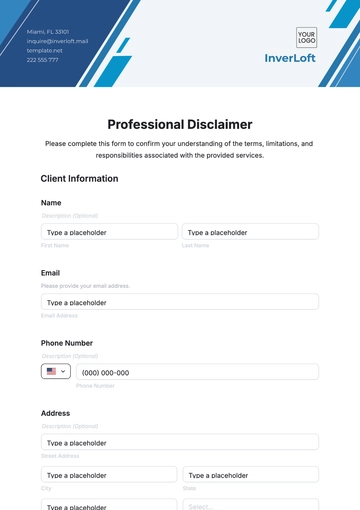 Free Professional Disclaimer Template to Edit Online