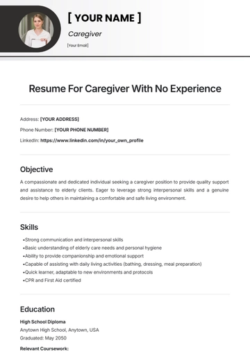 Free Resume For Caregiver With No Experience Template to Edit Online