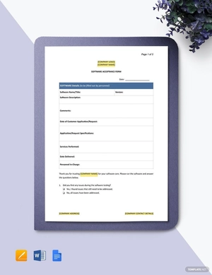 Software Acceptance Form Template