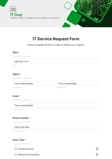 Free IT Service Request Form Template to Edit Online