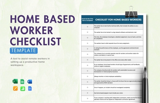 Home Based Worker Checklist Template