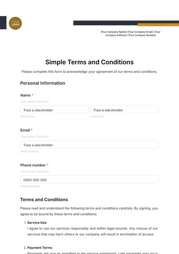 Free Simple Terms and Conditions Template to Edit Online