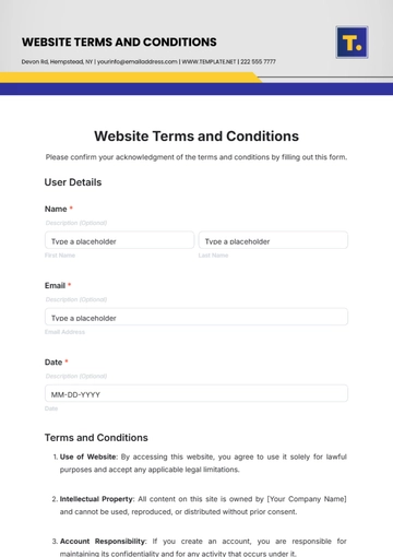 Free Website Terms and Conditions Template to Edit Online