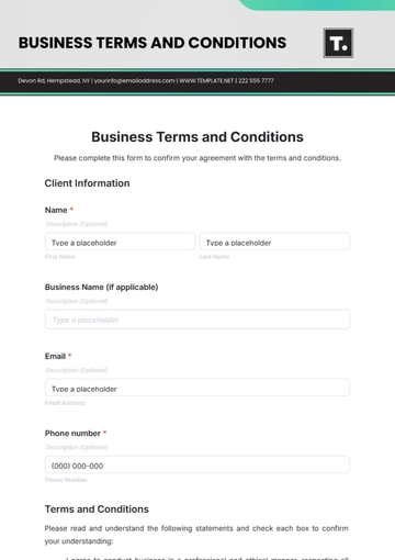 Free Business Terms and Conditions Template to Edit Online